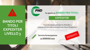 Scopri di più sull'articolo BANDO NAZIONALE PER TITOLI DI LIVELLO 3  – EXPEDITER –