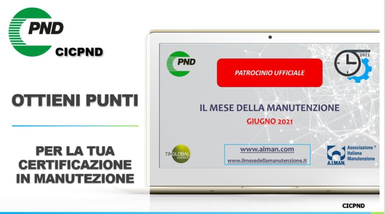 CICPND ha concesso il Patrocinio ad AIMAN per l’evento “IL MESE DELLA MANUTENZIONE”