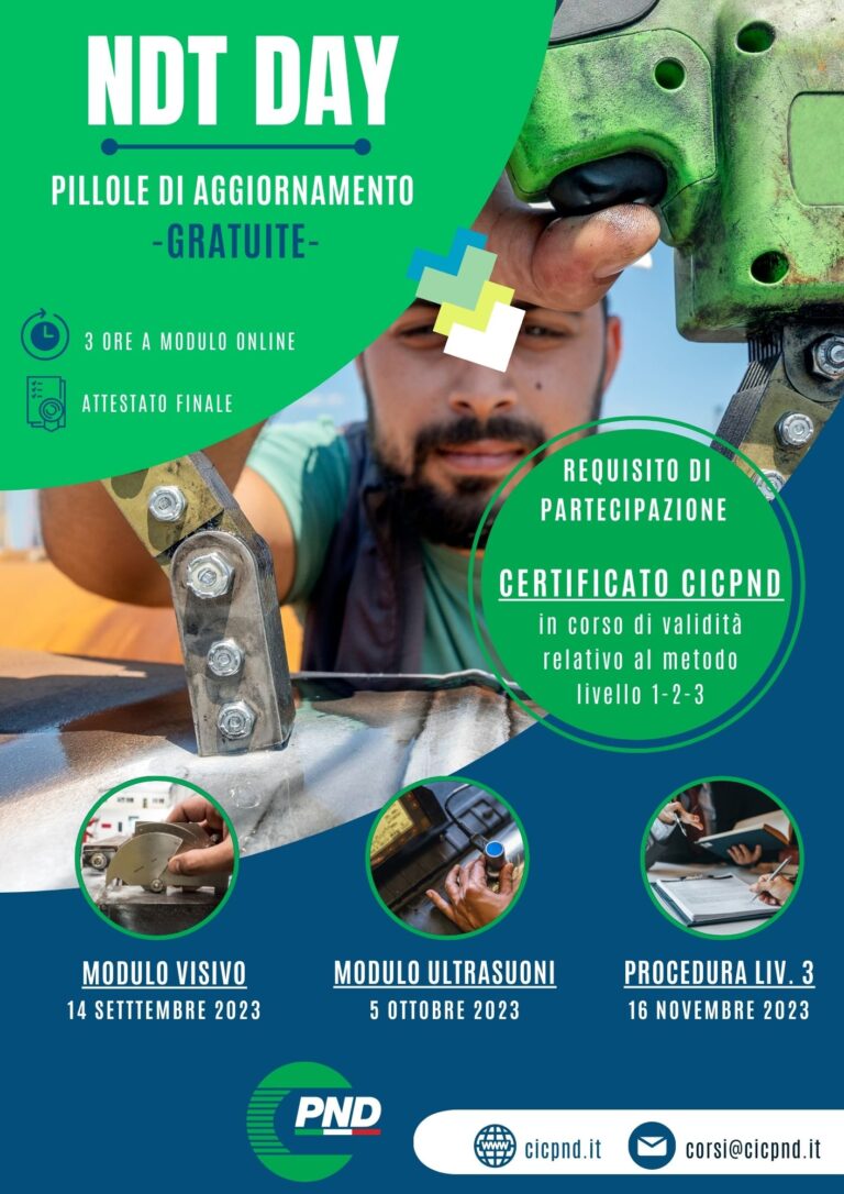 NDT DAY – PILLOLE GRATUITE DI AGGIORNAMENTO