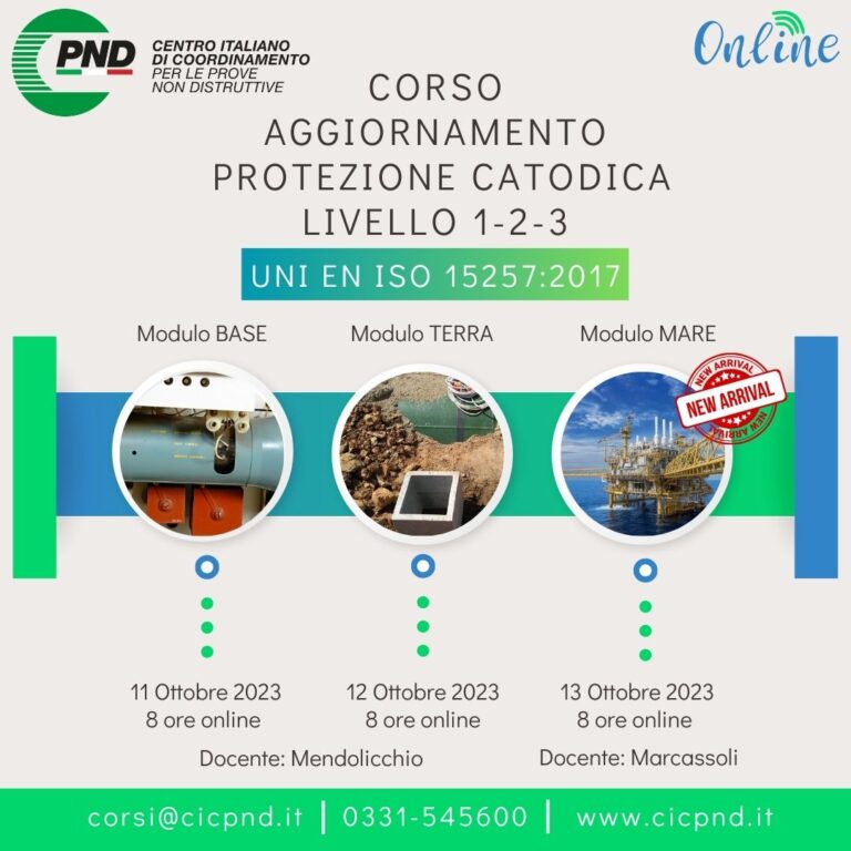 CORSO DI AGGIORNAMENTO PROTEZIONE CATODICA