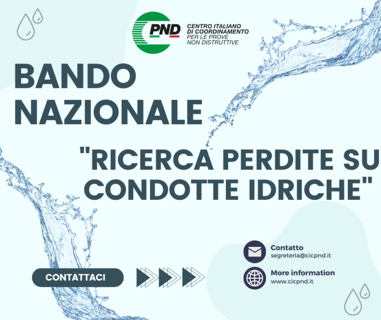 BANDO NAZIONALE – RICERCA PERDITE SU CONDOTTE IDRICHE –