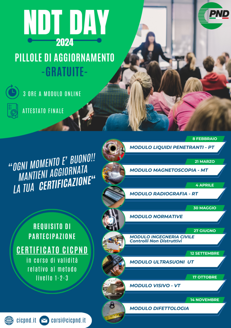 NDT DAY 2024 – PILLOLE GRATUITE DI AGGIORNAMENTO –