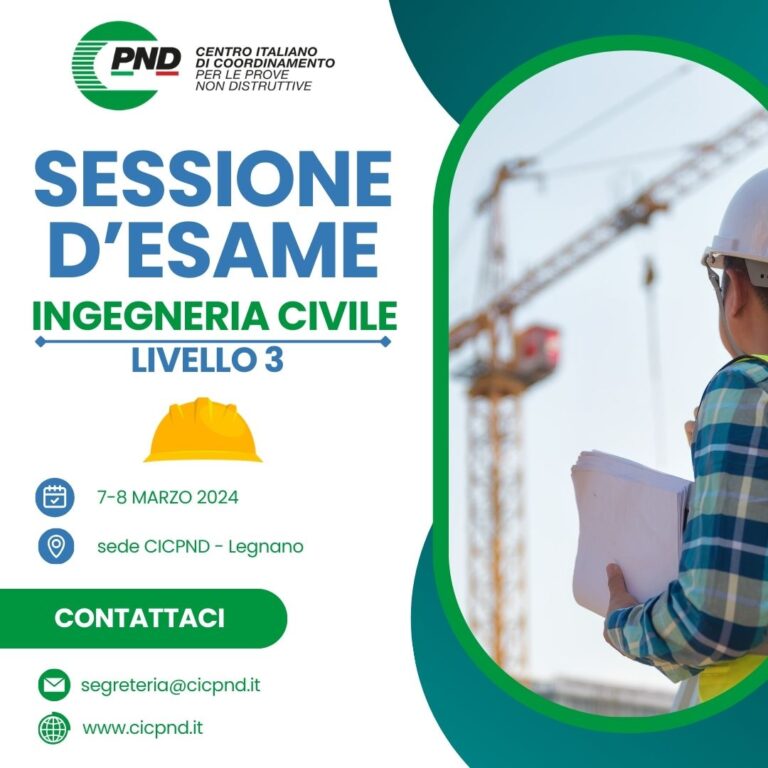 SESSIONE D’ESAMI CONTROLLI NON DISTRUTTIVI NELL’INGEGNERIA CIVILE