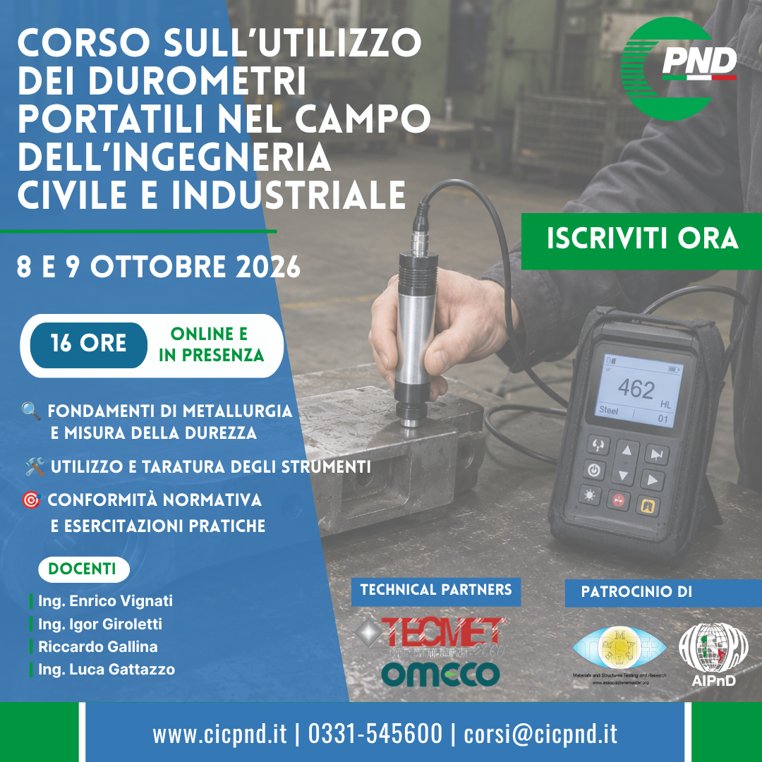 Scopri di più sull'articolo Corso sull’utilizzo dei durometri portatili nel campo dell’ingegneria civile e industriale – Ottobre 2026